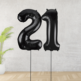 Large Black Age 21 Number Balloons