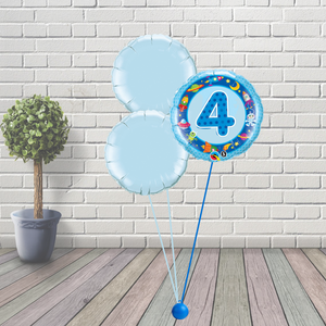 4th Birthday Blue Balloon Cluster