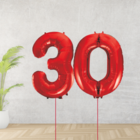 Red Age 30 Number Balloons