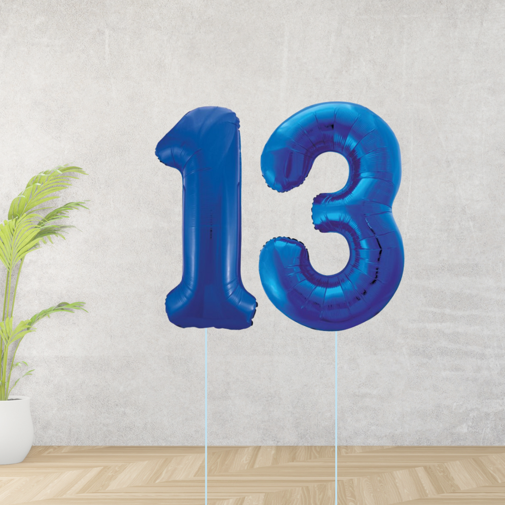 Large Blue Age 13 Number Balloons