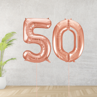 Rose Gold Age 50 Number Balloons