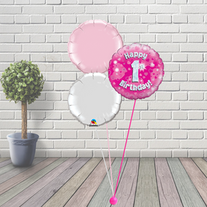 1st Birthday Pink Balloon Cluster