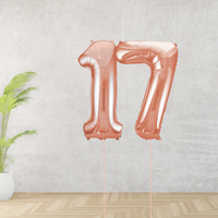 Large Rose Gold Age 17 Number Balloons