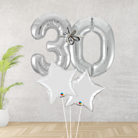 Age 30 Large Silver Double Number Display