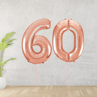Rose Gold Age 60 Number Balloons