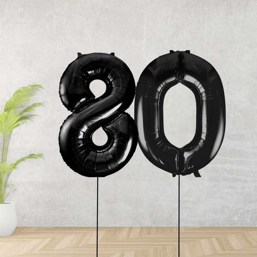 Black Age 80 Number Balloons