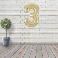 Large White Gold Number 3 Balloon