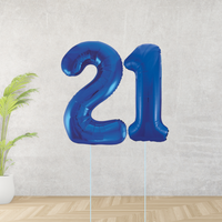 Large Blue Age 21 Number Balloons