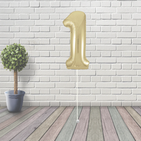 Large White Gold Number 1 Balloon