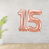 Large Rose Gold Age 15 Number Balloons