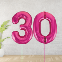 Pink Age 30 Number Balloons