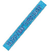 Birthday Glitz Happy 100th Birthday Banner Blue