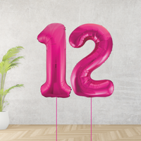 Large Pink Age 12 Number Balloons