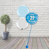 21st Birthday Blue Balloon Cluster