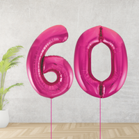 Pink Age 60 Number Balloons