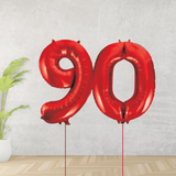 Red Age 90 Number Balloons