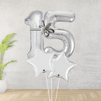 Age 15 Large Silver Double Number Display