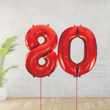 Red Age 80 Number Balloons