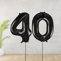 Black Age 40 Number Balloons