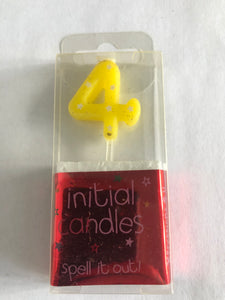 Mini Number 4 Candle - Yellow