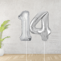 Large Silver Age 14 Number Balloons