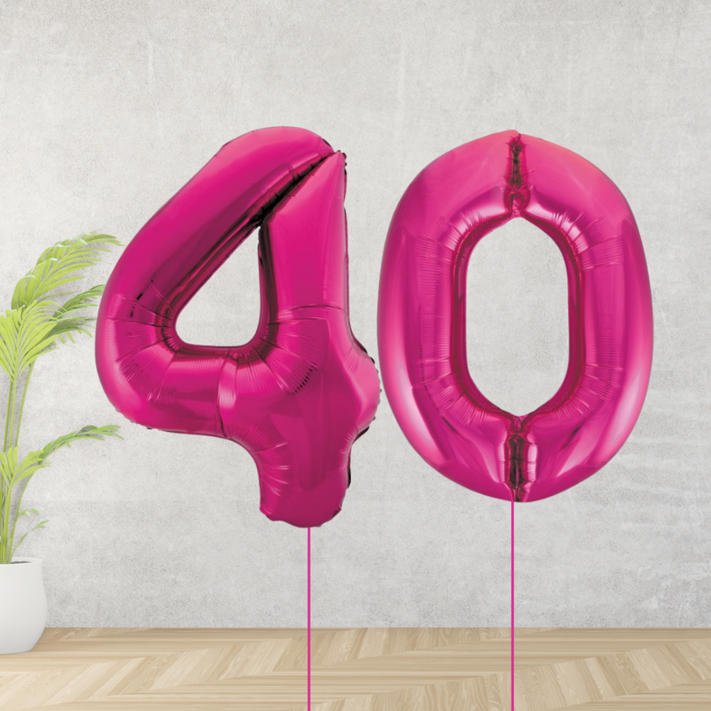 Pink Age 40 Number Balloons