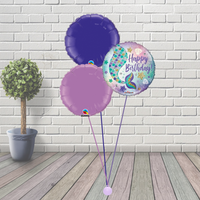 Mermaid Holographic Tail Balloon Cluster
