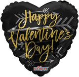 18" Happy Valentines Day Black Heart Foil Balloon