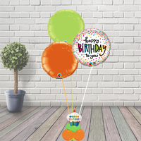 Deluxe Happy Birthday Dots Balloon Cluster