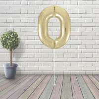 Large White Gold Number 0 Balloon