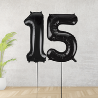 Large Black Age 15 Number Balloons