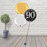 90th Black & Gold Balloon Cluster