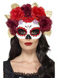 Day Of The Dead Face Mask With Flower Surround