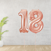 Large Rose Gold Age 18 Number Balloons