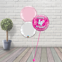 4th Birthday Pink Balloon Cluster