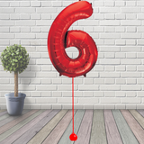 Large Red Number 6 Balloon