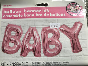 Pink Letter Baby Balloon Banner