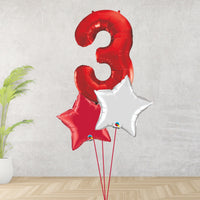 Large Red Number 3 Bouquet