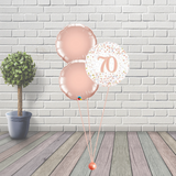 70th Rose Gold Balloon Cluster