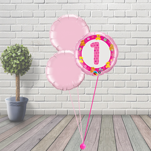 1st Birthday Pink Balloon Cluster