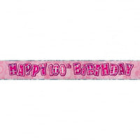 Birthday Glitz Happy 100th Birthday Banner Pink