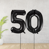 Black Age 50 Number Balloons