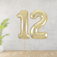 Large Gold Age 12 Number Balloons