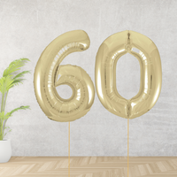 Gold Age 60 Number Balloons