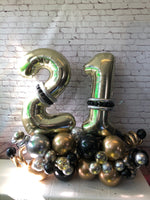 Floor Standing Double Number Marquee -White Gold Numbers