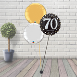 70th Black & Gold Balloon Cluster
