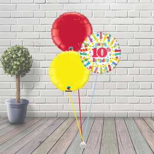 10th Birthday Bright Balloon Cluster
