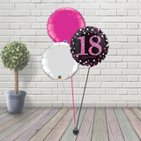 18th Black & Pink Balloon Cluster