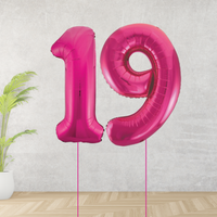 Large Pink Age 19 Number Balloons
