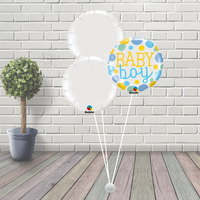 Baby Boy White Balloon Cluster
